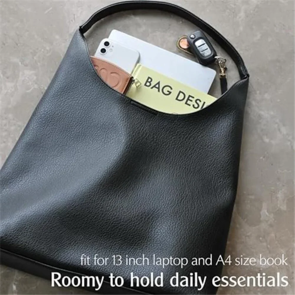 Large Vegan Leather Slouchy Hobo Tote Soft Shoulder Work Travel Everyday Bag